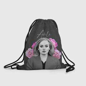 Рюкзак-мешок 3D с принтом Flowers Adele , 100% полиэстер | плотность ткани — 200 г/м2, размер — 35 х 45 см; лямки — толстые шнурки, застежка на шнуровке, без карманов и подкладки | имя | надпись | певица | текстура | цветы