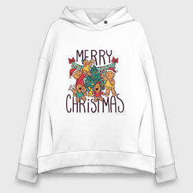 Женское худи Oversize хлопок с принтом Merry Christmas , френч-терри — 70% хлопок, 30% полиэстер. Мягкий теплый начес внутри —100% хлопок | боковые карманы, эластичные манжеты и нижняя кромка, капюшон на магнитной кнопке | art | christmas | cookies | drawing | herringbone | holiday | merry christmas | new year | star | toys | tree | арт | елка | елочка | звезда | игрушки | новый год | печенье | праздник | рисунок | рождество