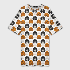 Платье-футболка 3D с принтом Собаки Спаниель ,  |  | cocker spaniel | dog spaniel | k | английский спаниель | год собаки | друг человека | животное | зверь | кавалер спаниель | кинг чарльз спаниель | кинолог | кокер спаниель | охотничья собака | пёс