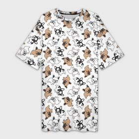 Платье-футболка 3D с принтом Бульдожики ,  |  | animal | bulldog | dog | french bulldog | french bulldog p | pit bull | бойцовская собака | бульдог | год собаки | друг человека | животное | зверь | кинолог | пёс | питбуль | собака французский бульдог | собаковод
