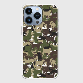 Чехол для iPhone 13 Pro с принтом Камуфляж из Собак (Camouflage) ,  |  | Тематика изображения на принте: animal | camouflage | dog | military camouflage | барбос | бобик | военный камуфляж | год собаки | друг человека | животное | зверь | ищейка | камуфляж | кинолог | кость | лайка | милитари | охотничий камуфляж | пёс