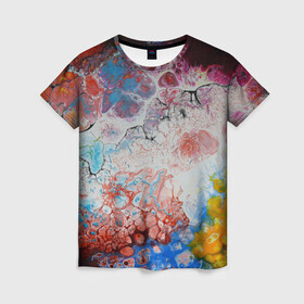 Женская футболка 3D с принтом ЦветоТрэш , 100% полиэфир ( синтетическое хлопкоподобное полотно) | прямой крой, круглый вырез горловины, длина до линии бедер | абстракция | молодежный | пестрый | цветной | яркий