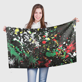 Флаг 3D с принтом Кляксомания , 100% полиэстер | плотность ткани — 95 г/м2, размер — 67 х 109 см. Принт наносится с одной стороны | абстракция | кляксы | мазки | пестрый | пятна | цветной