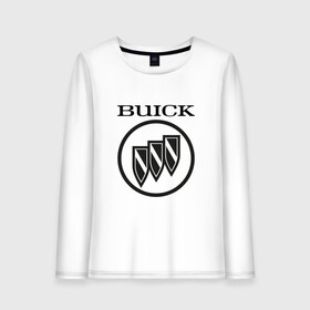 Женский лонгслив хлопок с принтом Buick | Black and White Logo , 100% хлопок |  | auto | avista | buick | cascada | enclave | encore | logo | regal | verano | wildcat | авто | автомобиль | ам | бьюик | бюик | лого | логотип | машина | машины | эмблема