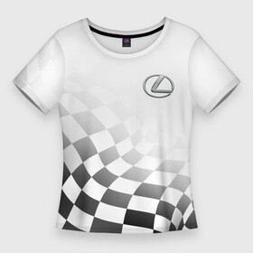 Женская футболка 3D Slim с принтом Lexus, Лексус спорт финишный флаг ,  |  | auto | lexus | logo | symbol | авто | автомобиль | гонки | лексус | лого | логотип | логотипы | марка | машина | символ | символы