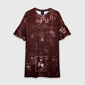 Детское платье 3D с принтом Fe - Таблица Менделеева , 100% полиэстер | прямой силуэт, чуть расширенный к низу. Круглая горловина, на рукавах — воланы | fe | для студентов | для физиков | для химиков | железо | наука | таблица менделеева | ученым | физика | химия | элемент