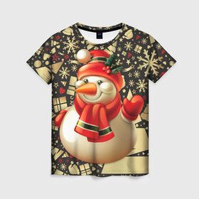 Женская футболка 3D с принтом СНЕГОВИК 2022 , 100% полиэфир ( синтетическое хлопкоподобное полотно) | прямой крой, круглый вырез горловины, длина до линии бедер | 2022 | newyear | детям | зима | красивый | лучшее | необычный | новый год | подарок | праздники | рождество | снеговик | топ