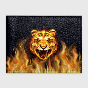 Обложка для студенческого билета с принтом Тигр В Пламени , натуральная кожа | Размер: 11*8 см; Печать на всей внешней стороне | зверь | огненный тигр | огонь | пламя | рисунок | тигр | хищник