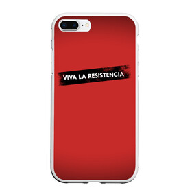 Чехол для iPhone 7Plus/8 Plus матовый с принтом VIVA LA RESISTENCIA , Силикон | Область печати: задняя сторона чехла, без боковых панелей | Тематика изображения на принте: bella | bells | casa | ciao | de | el | jingle | la | moscow | netflix | papel | professor | resistencia | tokio | viva | бумажный | дом | профессор