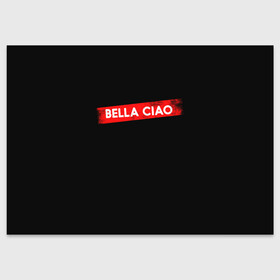 Поздравительная открытка с принтом BELLA CIAO (БУМАЖНЫЙ ДОМ) , 100% бумага | плотность бумаги 280 г/м2, матовая, на обратной стороне линовка и место для марки
 | Тематика изображения на принте: bella | bells | casa | ciao | de | el | jingle | la | moscow | netflix | papel | professor | resistencia | tokio | viva | бумажный | дом | профессор