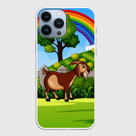 Чехол для iPhone 13 Pro Max с принтом Козовод на Лужайке ,  |  | деревня | коза | козовод | природа | радуга | село