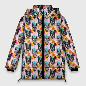 Женская зимняя куртка Oversize с принтом Собаки в красочном дизайне , верх — 100% полиэстер; подкладка — 100% полиэстер; утеплитель — 100% полиэстер | длина ниже бедра, силуэт Оверсайз. Есть воротник-стойка, отстегивающийся капюшон и ветрозащитная планка. 

Боковые карманы с листочкой на кнопках и внутренний карман на молнии | animal | dog | барбос | бобик | год собаки | друг человека | животное | зверь | ищейка | кинолог | кость | лайка | пёс | собака | собаковод | собачьи следы от лап | сторожевая собака | хищник | четвероногий