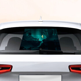 Наклейка на авто - для заднего стекла с принтом Limbo x Little Nightmares , ПВХ | Точные размеры наклейки зависят от выбранного изображения (ширина не больше 75 мм, высота не больше 45 мм) | game | games | limbo | little nightmares | игра | игры | лимбо | литл найтмерс