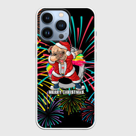Чехол для iPhone 13 Pro с принтом Merry Christmas Mops Dabbing. ,  |  | Тематика изображения на принте: 2022 | dabbing | happy new year | merry christmas | mops dabbing | год тигра | зима близко | нг | новогодний | новый год | новый год 2022 | рождество | салют | символ 2022 года | собака