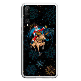 Чехол для Honor P30 с принтом Олень и Santa. , Силикон | Область печати: задняя сторона чехла, без боковых панелей | 2022 | happy new year | merry christmas | rdnewyear22 | santa | год тигра | зима близко | нг | новогодний | новый год | новый год 2022 | олень | рождество | санта | символ 2022 года | снежинки