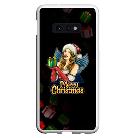 Чехол для Samsung S10E с принтом Merry Christmas Снегурочка с подарком. , Силикон | Область печати: задняя сторона чехла, без боковых панелей | 2022 | happy new year | merry christmas | год тигра | зима близко | нг | новогодний | новый год | новый год 2022 | подарки | праздник | рождество | символ 2022 года | снегурочка | снежинки