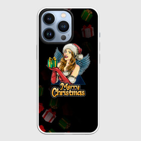 Чехол для iPhone 13 Pro с принтом Merry Christmas Снегурочка с подарком. ,  |  | 2022 | happy new year | merry christmas | год тигра | зима близко | нг | новогодний | новый год | новый год 2022 | подарки | праздник | рождество | символ 2022 года | снегурочка | снежинки