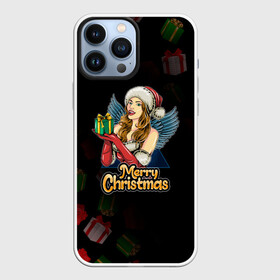 Чехол для iPhone 13 Pro Max с принтом Merry Christmas Снегурочка с подарком. ,  |  | 2022 | happy new year | merry christmas | год тигра | зима близко | нг | новогодний | новый год | новый год 2022 | подарки | праздник | рождество | символ 2022 года | снегурочка | снежинки