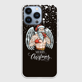 Чехол для iPhone 13 Pro с принтом Merry Christmas Santa c Крыльями Ангела. ,  |  | Тематика изображения на принте: 2022 | happy new year | merry christmas | santa | год тигра | зима близко | нг | новогодний | новый год | новый год 2022 | рождество | санта | символ 2022 года | снежинки