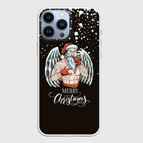 Чехол для iPhone 13 Pro Max с принтом Merry Christmas Santa c Крыльями Ангела. ,  |  | Тематика изображения на принте: 2022 | happy new year | merry christmas | santa | год тигра | зима близко | нг | новогодний | новый год | новый год 2022 | рождество | санта | символ 2022 года | снежинки