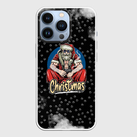 Чехол для iPhone 13 Pro с принтом Merry Christmas Santa с пистолетом. ,  |  | 2022 | happy new year | merry christmas | santa | год тигра | зима близко | нг | новогодний | новый год | новый год 2022 | рождество | символ 2022 года | следы от пуль | снежинки