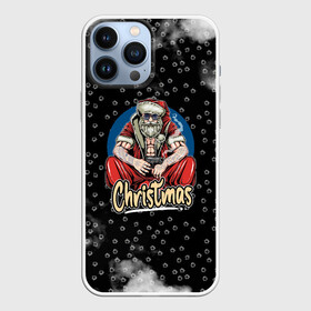 Чехол для iPhone 13 Pro Max с принтом Merry Christmas Santa с пистолетом. ,  |  | 2022 | happy new year | merry christmas | santa | год тигра | зима близко | нг | новогодний | новый год | новый год 2022 | рождество | символ 2022 года | следы от пуль | снежинки