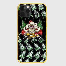 Чехол для iPhone 12 Pro с принтом Merry Christmas Santa с Ёлками. , силикон | область печати: задняя сторона чехла, без боковых панелей | 2022 | happy new year | merry christmas | santa | год тигра | зима близко | нг | новогодний | новый год | новый год 2022 | рождество | санта | символ 2022 года