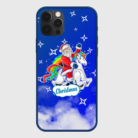 Чехол для iPhone 12 Pro Max с принтом Новогодний Санта с Единорогом. , Силикон |  | 2022 | happy new year | merry christmas | santa | год тигра | единорог | зима близко | нг | новогодний | новый год | новый год 2022 | рождество | санта | символ 2022 года | снежинки