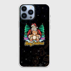 Чехол для iPhone 13 Pro Max с принтом Санта с плюшевым мишкой ,  |  | 2022 | happy new year | merry christmas | santa | зима близко | нг | новогодний | новый год | новый год 2022 | рождество | санта | символ 2022 года | снег | снежинки