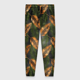 Женские брюки 3D с принтом Африканские листья , полиэстер 100% | прямой крой, два кармана без застежек по бокам, с мягкой трикотажной резинкой на поясе и по низу штанин. В поясе для дополнительного комфорта — широкие завязки | африка | листья | паттерн | тропики | цветы
