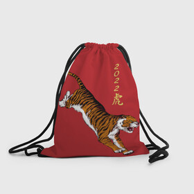 Рюкзак-мешок 3D с принтом Тигр идёт! , 100% полиэстер | плотность ткани — 200 г/м2, размер — 35 х 45 см; лямки — толстые шнурки, застежка на шнуровке, без карманов и подкладки | год тигра | иероглиф | китайский иероглиф | китайский новый год | новый год | тигр