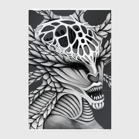 Магнитный плакат 2Х3 с принтом Gorgone , Полимерный материал с магнитным слоем | 6 деталей размером 9*9 см | абстракция | существа | ужасы | хоррор | чернобелое