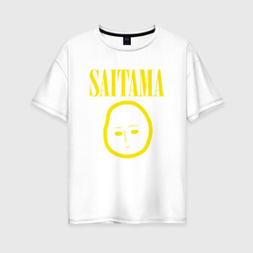 Женская футболка хлопок Oversize с принтом SAITAMA (NIRVANA) , 100% хлопок | свободный крой, круглый ворот, спущенный рукав, длина до линии бедер
 | anime | man | music | nirvana | one | onepunchman | punch | rock | saitama | аниме | ванпанчмен | музыка | нирвана | рок | сайтама