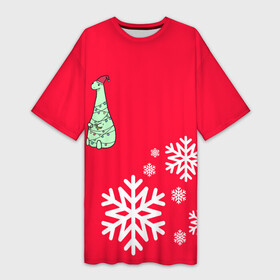 Платье-футболка 3D с принтом НОВОГОДНИЙ ДРАКОНЧИК ,  |  | 2021 | 2022 | new year | деда мороза | дракон | к нам приходит | клауса | костюм | новогодний | новый год | праздник | рождество | санты | снег | снежинки | снежок | узор