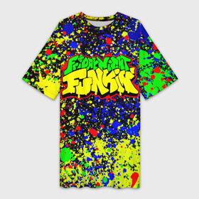 Платье-футболка 3D с принтом Friday Night Funkin Logo Acid Style ,  |  | friday night funkin | ночь пятницы фанкин | пятничный вечер фанкин | фрайдей найт фанкин | фридей найт фанкин
