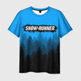 Мужская футболка 3D с принтом SNOWRUNNER СНОУРАННЕР ЛЕС , 100% полиэфир | прямой крой, круглый вырез горловины, длина до линии бедер | game | snow runner | snowrunner | грузовик | дальнобойщик | игра | симулятор | сноу раннер | сноураннер