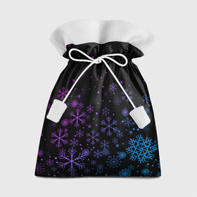Подарочный 3D мешок с принтом Новогодние снежинки. Градиент. , 100% полиэстер | Размер: 29*39 см | Тематика изображения на принте: 2022 | happy new year | merry christmas | год тигра | зима близко | нг | новогодний | новый год | новый год 2022 | рождество | символ 2022 года | снег | снежинки