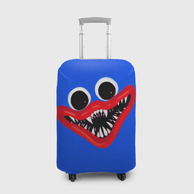 Чехол для чемодана 3D с принтом Huggy Wuggy Smile, Poppy Playtime , 86% полиэфир, 14% спандекс | двустороннее нанесение принта, прорези для ручек и колес | huggy wuggy | poppy playtime | smile | игрушка | игры | кукла | монстр | поппи плейтайм | синий | улыбка | хагги вагги | хуги вуги