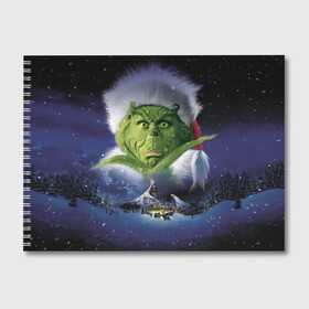 Альбом для рисования с принтом Гринч The Grinch , 100% бумага
 | матовая бумага, плотность 200 мг. | grinch | гринч | дед мороз | джим керри | елка | кино | новый год | рождество | санта | снег | снежинка