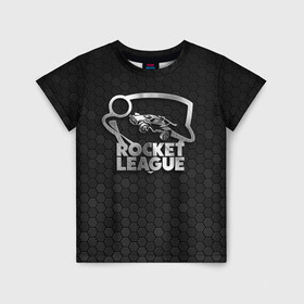 Детская футболка 3D с принтом Rocket League Metal Logo , 100% гипоаллергенный полиэфир | прямой крой, круглый вырез горловины, длина до линии бедер, чуть спущенное плечо, ткань немного тянется | auto | avto | car | race | rocket league | авто | гонки | машина | рокет лига | тачка