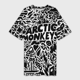 Платье-футболка 3D с принтом Arctic monkeys Pattern ,  |  | alternative | arctic monkeys | metall | music | rock | альтернатива | арктик монкейс | арктические обезьяны | металл | музыка | рок