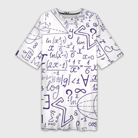 Платье-футболка 3D с принтом МАТЕМАТИЧЕСКИЕ ФОРМУЛЫ  НАУКА ,  |  | emc 2 | emc2 | formula | знаменитые формулы | математика | наука | план | расчёта | схема | точные науки | физика | формула | формулы | чертёж | черчение | число п | эйнштейн