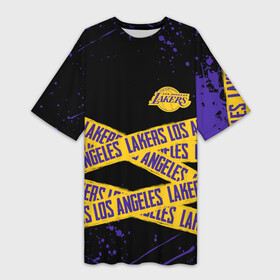 Платье-футболка 3D с принтом LAKERS LOGO БРЫЗГИ КРАСОК ,  |  | america | basketball | kobe bryant | la | la lakers | lakers | lines | los angeles lakers | nba | usa | баскетбол | брызги | брызги красок | кобе брайант | краски | линии | лос анджелес лейкерс | нба | полосы | сша