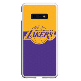 Чехол для Samsung S10E с принтом LAKERS LINE HEXAGON SPORT , Силикон | Область печати: задняя сторона чехла, без боковых панелей | america | basketball | hexagon | kobe bryant | la | la lakers | lakers | los angeles lakers | nba | usa | баскетбол | гексагон | геометрия | кобе брайант | лос анджелес лейкерс | нба | соты | сша