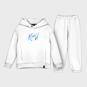 Детский костюм хлопок Oversize с принтом КИЗАРУ НЕОН ЛОГО | KIZARU NEON LOGO ,  |  | Тематика изображения на принте: haunted family | kizaru | kizaru haunted family | neon | rap | russia | russian rap | кизару | неон | призраки | россия | русский реп | рэп | семья приведения | семья призраки | хаунтед фемили | хип хоп