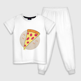 Детская пижама хлопок с принтом Кусочек пиццы пепперони , 100% хлопок |  брюки и футболка прямого кроя, без карманов, на брюках мягкая резинка на поясе и по низу штанин
 | вкус | вкусно | вкусняшка | горячее | горячо | колбаса | кусок | кусочек | пепперони | пицца | сыр | сырный