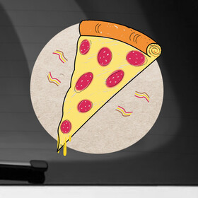Наклейка на автомобиль с принтом Кусочек пиццы пепперони , ПВХ |  | Тематика изображения на принте: вкус | вкусно | вкусняшка | горячее | горячо | колбаса | кусок | кусочек | пепперони | пицца | сыр | сырный