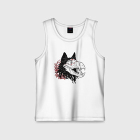 Детская майка хлопок с принтом Fashionable avant-garde wolf ,  |  | bones | fangs | fashion | flowers | hype | jaw | skull | teeth | vanguard | wolf | авангард | волк | зубы | клыки | мода | пасть | хайп | цветы | череп