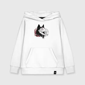 Детская толстовка хлопок с принтом Fashionable avant garde wolf , 100% хлопок | Круглый горловой вырез, эластичные манжеты, пояс, капюшен | bones | fangs | fashion | flowers | hype | jaw | skull | teeth | vanguard | wolf | авангард | волк | зубы | клыки | мода | пасть | хайп | цветы | череп