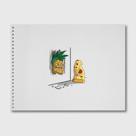 Альбом для рисования с принтом HERES PINEAPPLE , 100% бумага
 | матовая бумага, плотность 200 мг. | here | is | johnny | mem | meme | memes | pineapple | pizza | shining | ананас | джонни | мем | мемы | пица | пицца | сияние | это